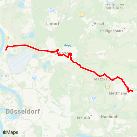 VRR Mettmann-Stadtwald - ME-Jubiläumsplatz - ME-Metzkausen - Ratingen Ost - D-Kaiserswerth, Klemensplatz map