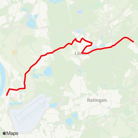 VRR D-Kaiserswerth, Klemensplatz - D-Angermund - Ratingen-Lintorf - Ratingen-Hösel map