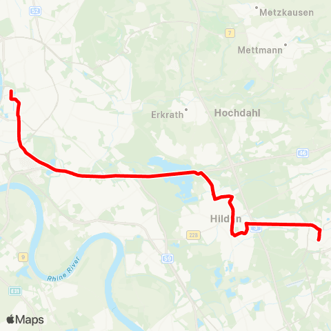 VRR Solingen Hbf - Hilden Süd - Hilden Mitte - Hilden Nord - D-Heinrich-Heine-Allee map
