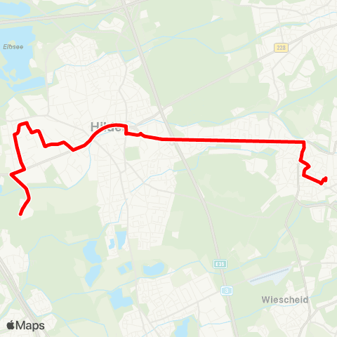 VRR Solingen Hbf - Hilden, Trotzhilden - Hilden Mitte - Hilden, Dorotheen-Viertel map