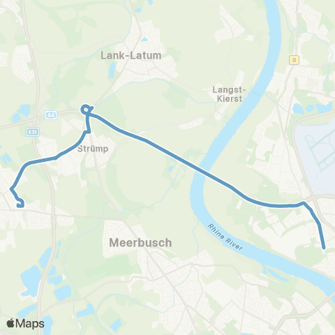 VRR D-Nordpark / Aquazoo - D-Stockum - Meerbusch-Strümp - Meerbusch-Osterath Bf map