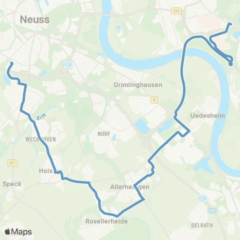VRR Neuss-Pomona, Moselstraße / Stadtwerke - Südpark - Hoisten - NE-Allerheiligen - D-Universität - D-Bilk, Südpark map