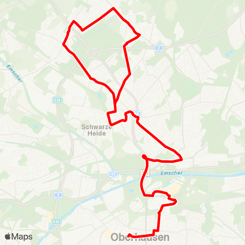 VRR Hagelkreuz - Falkestr. - Schmachtendorf - Sterkrade Bf. - Osterfeld Mitte - OB-Hbf map