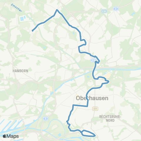 VRR Holten Markt - Schmachtendorf Neue Mitte - OB-Hbf - Ruhrpark MH-Styrum S - MH-Friesenstraße map