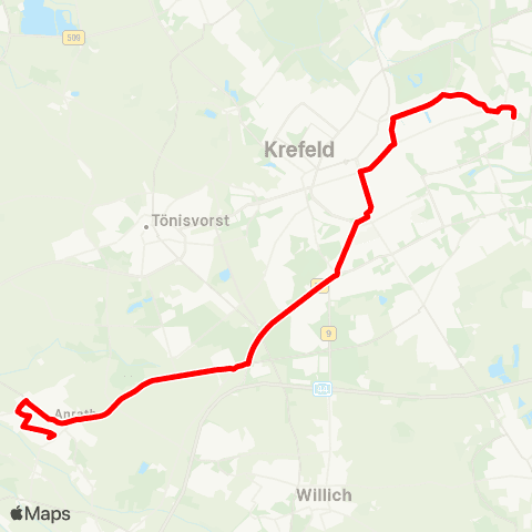 VRR KR-Uerdingen - Bockum - Krefeld Hbf - Willich-Anrath map