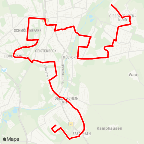 VRR Sasserath - Odenkirchen - Hockstein - Marienplatz - Giesenkirchen - Tackhütte map