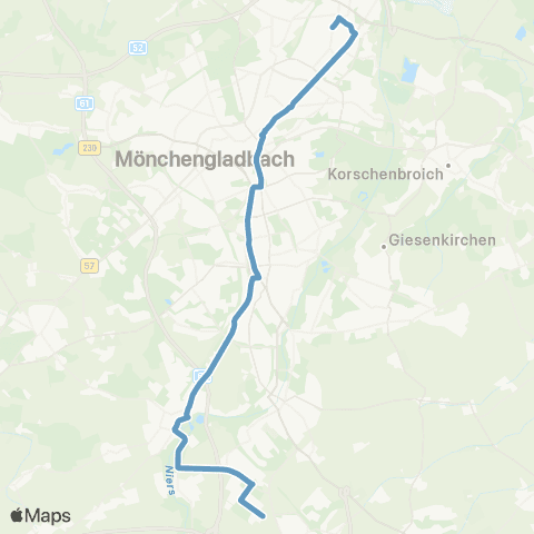 VRR Neuwerk - MG Hbf - Marienplatz - Rheydt Hbf - Wickrath - [Regiopark] map