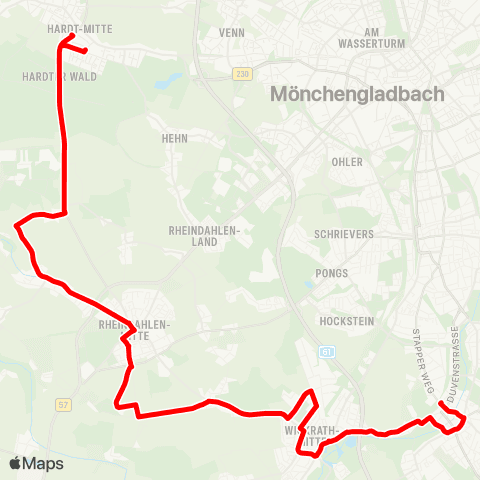 VRR Hardt - Rheindahlen - Sittard - Mennrath - Wickrath - Odenkirchen map