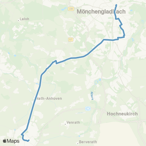 VRR MG Hbf - Marienplatz - Rheindahlen - Rath-Anhoven - Erkelenz map
