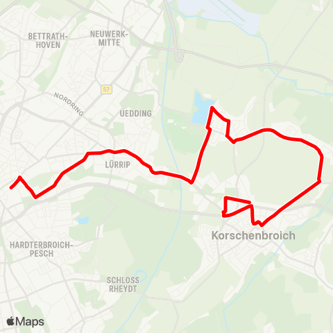 VRR MG Hbf - Lürrip - Herrenshoff - Raderbroich - Korschenbroich map