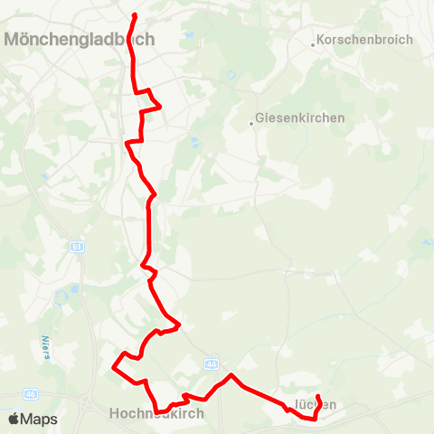 VRR MG Hbf - Marienplatz - Odenkirchen - Hochneukirch - Otzenrath - Jüchen map