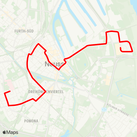 VRR Lukaskrankenhaus  -  -  Rheinpark-Center ü. Hbf - Zentrum map
