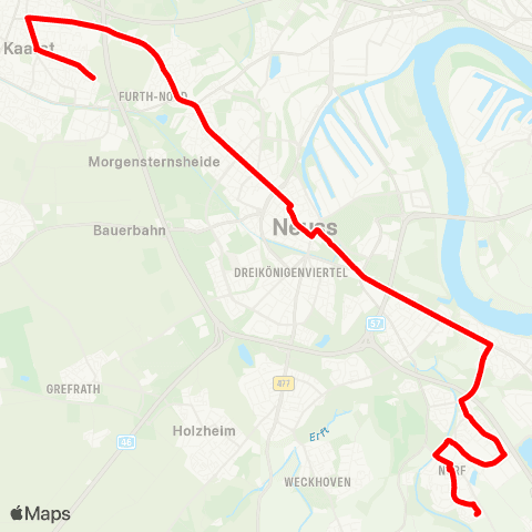 VRR Kaarst, Lange Hecke -  -  Neuss - Norf, Ulmenallee map