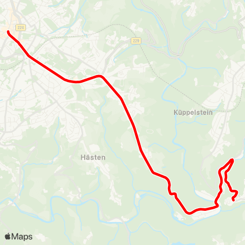 VRR Burg Schloss - Burg Brücke - Krahenhöhe Müngsten Brückenpark - map