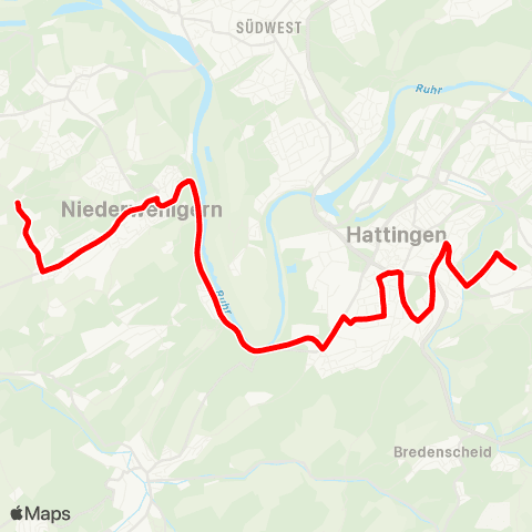 VRR Hatt. Schulzentrum - Hattingen Mitte - Hatt.-Niederwenigern map
