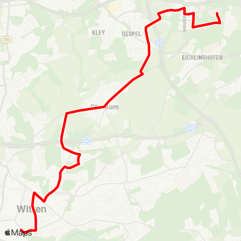 VRR DO-Universität - DO-Oespel - Stockum - Witten Hbf map