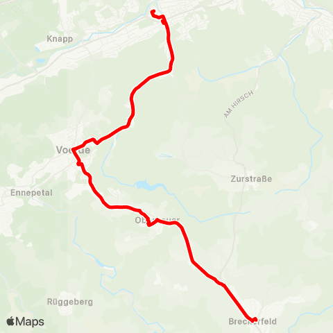 VRR Breckerfeld - Oberbauer - Voerde - Haspe (Verkehrt nur an Schultagen) map
