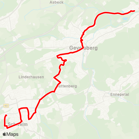 VRR Gevelsberg Knapp - Schwelm Blücherstraße map