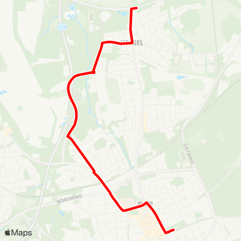VRR GE-Buer Rathaus - Raffinerie Scholven - Hassel Eppmannsweg map