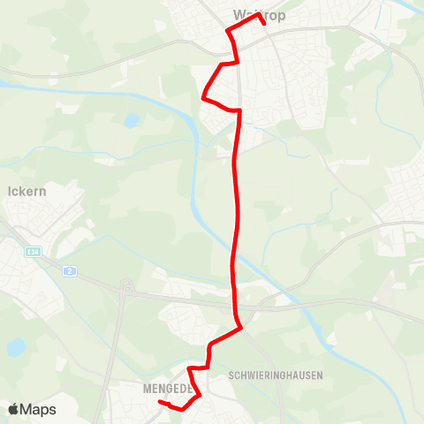 VRR Waltrop Am Moselbach - Klöcknersiedlung - Altenbruchstraße - DO-Mengede Bf map