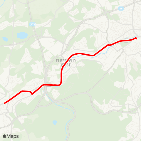 VRR Wuppertal Hbf - Vohwinkel Schwebebahn map