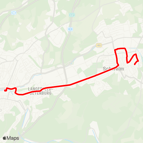 VRR Wuppertal Oberbarmen - Schwelm Realschule map