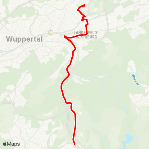 VRR Remscheid Tannenbaumer Weg - Wuppertal Bramdelle map
