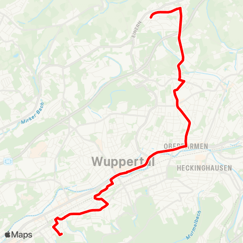 VRR Dellbusch - Wichlinghausen Markt - Alter Markt - Schulzentrum Kothen map