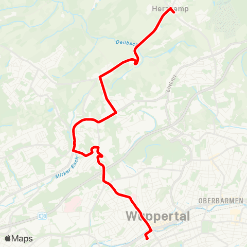 VRR Sprockhövel Herzkamp Kirche - Raukamp Schleife - Barmen Bf map