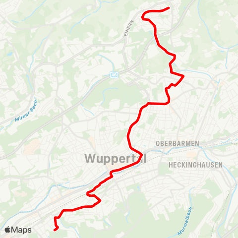 VRR Schulzentr. Kothen - Alter Markt - Wichlinghausen Markt - Dellbusch Ost map