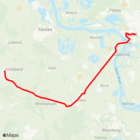 VRR Wesel - Alpen - Sonsbeck map
