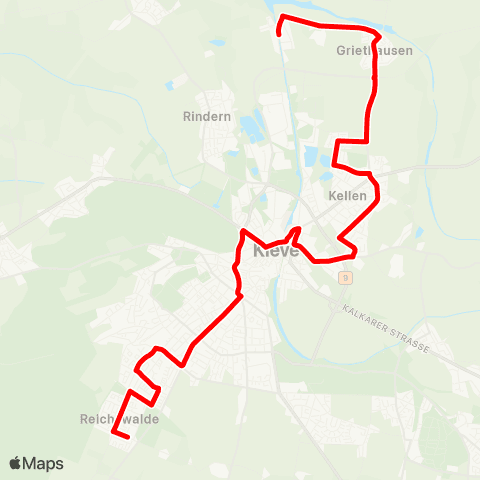 VRR Brienen - Kleve Bf - Materborn - Goch-Nierswalde map