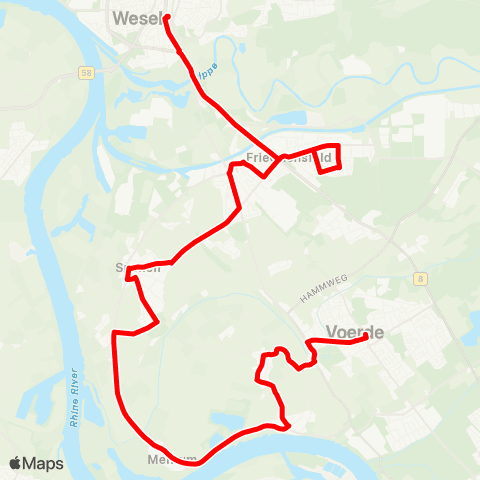 VRR Wesel - Friedrichsfeld - Spellen - Mehrum - Löhnen - Voerde map