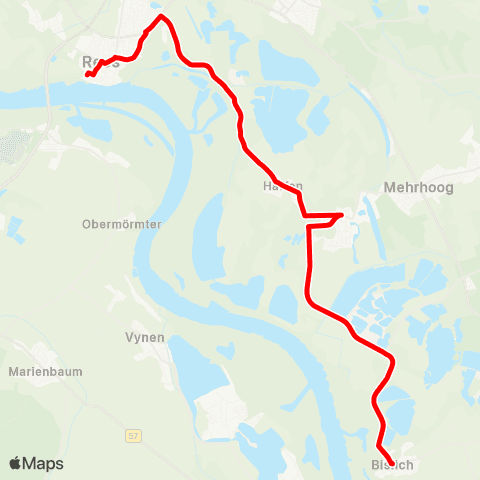 VRR Rees - Wesel-Bislich / Hamminkeln-Mehrhoog Bf map