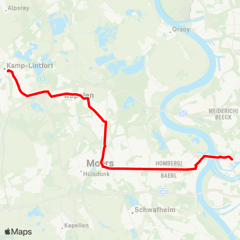 VRR Kamp-Lintfort - Moers - DU-Homberg - DU-Ruhrort map