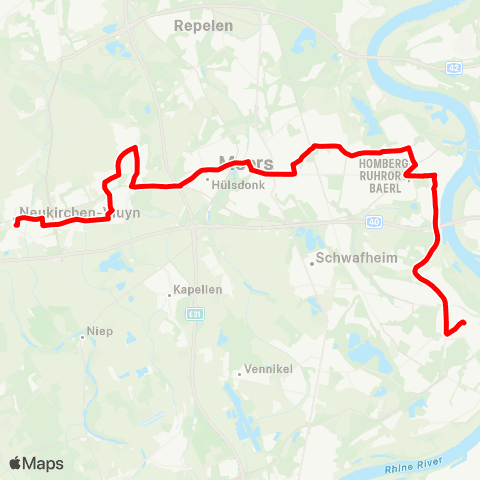 VRR Neukirchen-Vluyn - Moers - DU-Homberg - DU-Rheinhausen map