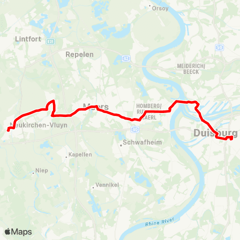 VRR Neukirchen-Vluyn - Moers DU-Homberg - Duisburg Hbf map