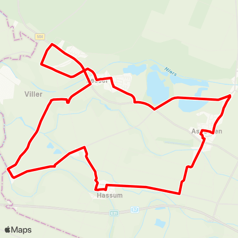 VRR Kessel - Asperden - Boeckelt - Hassum - Hommersum - Viller - Kessel - Asperden map
