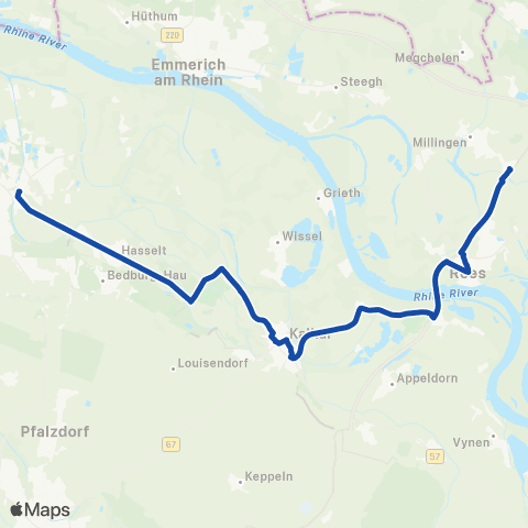 VRR Empel Bf - Rees - Kalkar - Bedburg-Hau - Kleve Bf map