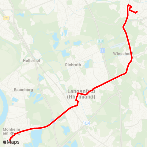 VRR Monheim Mitte - Solingen Hbf map