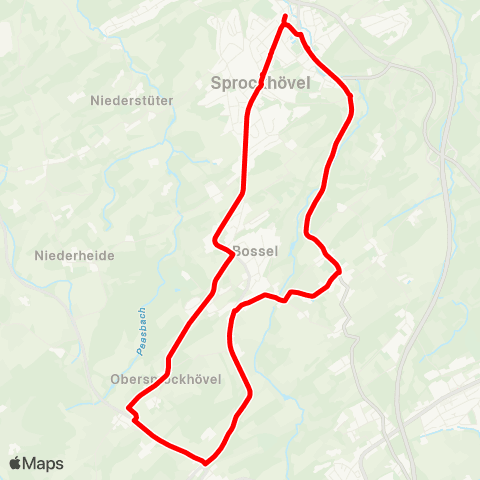 VRR Niedersprockhövel - Hattingen Schulzentrum - Hattingen Mitte map
