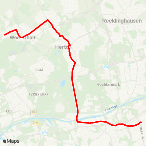 VRR Herne Bf - Herten Mitte - GE Neue Zeche Westerholt map