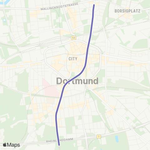 VRR Brunnenstraße - Westfalenhallen map