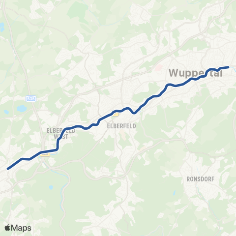 VRR W-Oberbarmen - Barmen - Elberfeld - W-Vohwinkel map