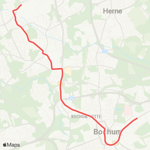 VRR Wanne-Eickel Hbf - HER-Eickel - BO-Hamme - Bochum Hbf map
