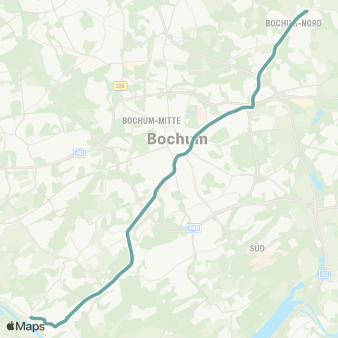 VRR BO-Gerthe - Bochum Hbf - Weitmar - Linden - Dahlhausen map