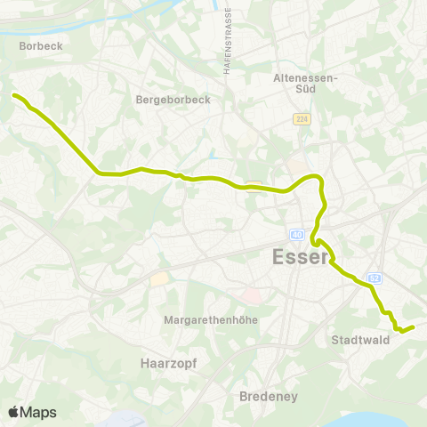 VRR Frintrop - Altendorf - Essen Hbf - Bergerhausen - Rellinghausen map