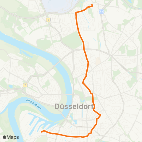 VRR D-Unterrath - Jacobistraße - Düsseldorf Hbf - Bilker Kirche - D-Medienhafen, Kesselstraße map