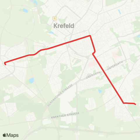 VRR Tönisvorst-St.Tönis - Krefeld Hbf - KR-Fischeln map