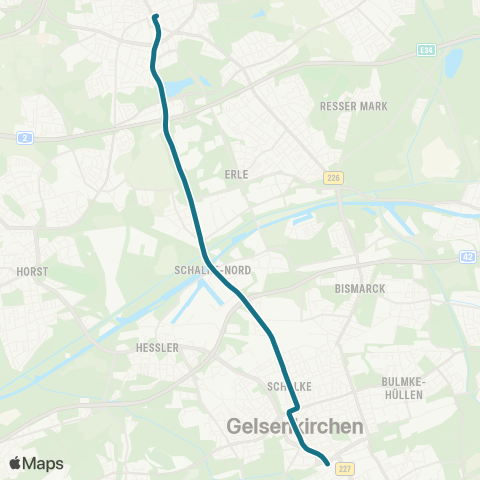 VRR GE Kennedyplatz - Buer Rathaus map